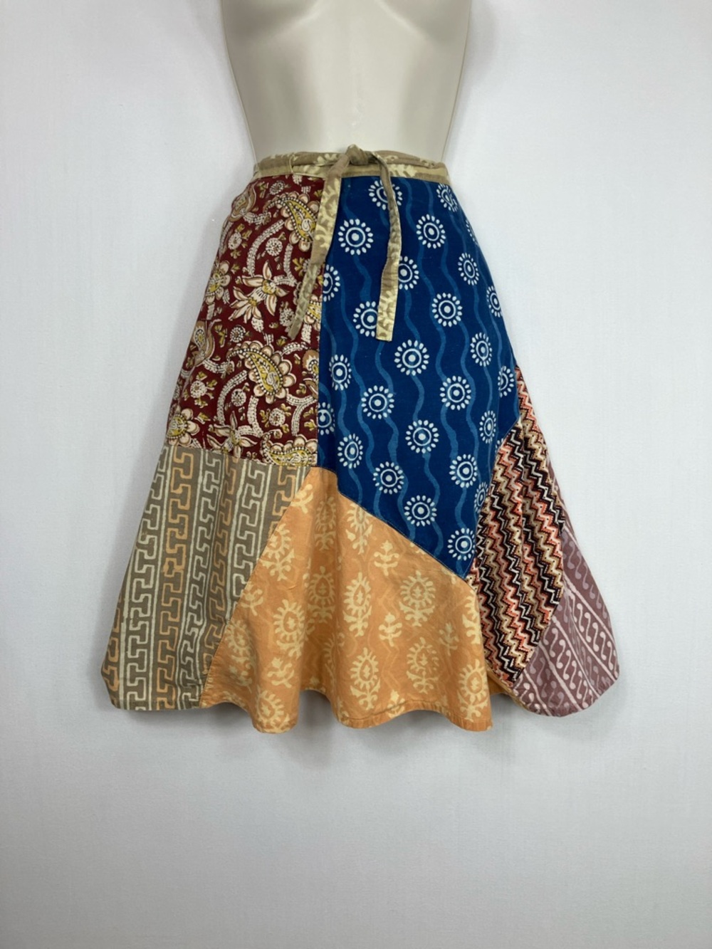 Veggie 🥗 Dyed Patchwork 100% cotton Wrap Boho Skirt Blue Sky *4.99 SHIPPING📦